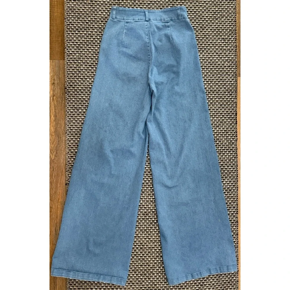 Flying Tomato Anthropologie Boho High Rise Wide Leg Flare Stretch Jeans Sz M - Picture 2 of 10